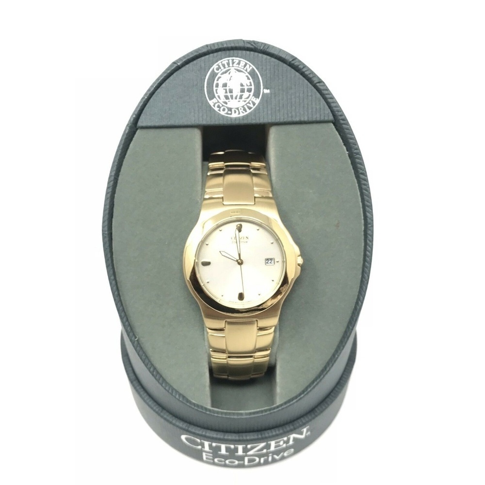 Citizen Eco-Drive Axiom Mens Gold Tone Stainless Steel Dress Watch